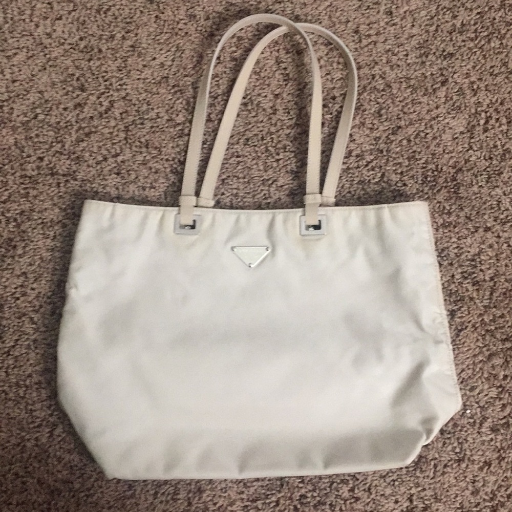 Authentic cream Prada bag nylon